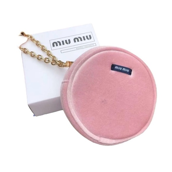 Miu Miu Handbags - Miu Miu Pink Velvet Circle Wristlet